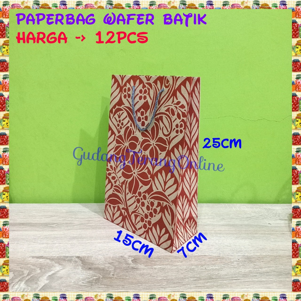 

Isi 12pc Paperbag wafer 15x25 BATIK lusinan / tas kertas motif batik 15 x 25 / tas kertas batik / paperbag