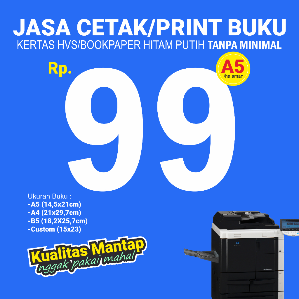 

Jasa Print Cetak Buku Hitam Putih Kertas HVS & Bookpaper Murah