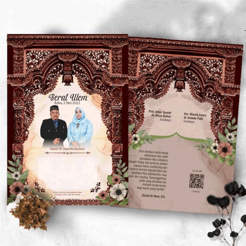 Undangan Orangtua Foto Pengantin, hajatan, Ulem ulem, Serat Ulem Pernikahan Desain Jawa Gebyok