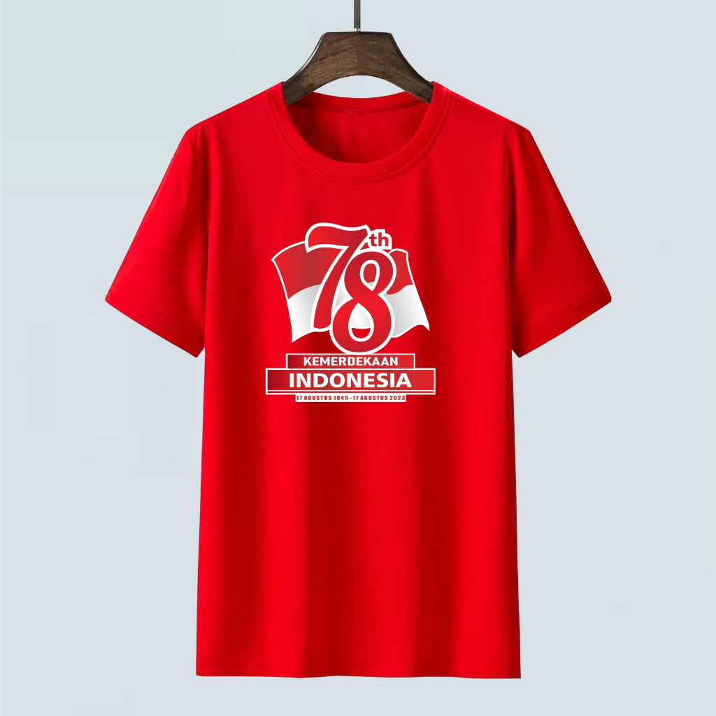 Kaos Distro Seragam Merah Putih Hari KEMERDEKAAN 17 AGUSTUS HUT RI Se INDONESIA Size S-M-L-XL-XXL Jumbo