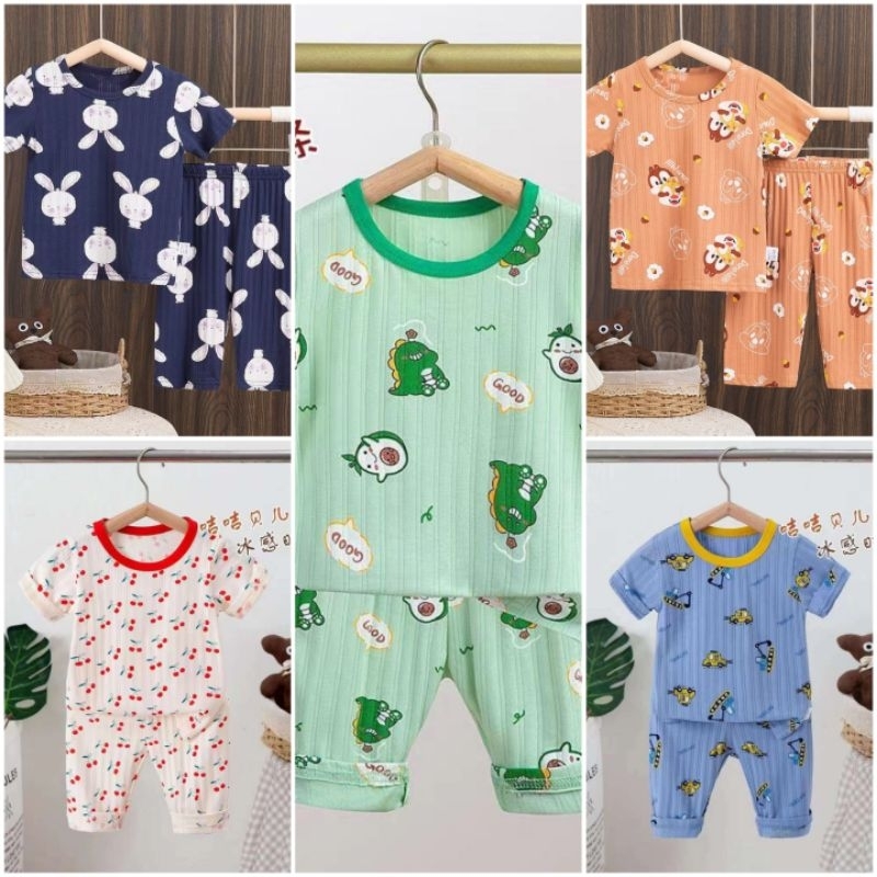 HPL. 08 [BISA COD] GRA PIYAMA ANAK SALUR ORGANIK HPL USIA 1 S.D 6 TAHUN BRAND JIJIBEIER