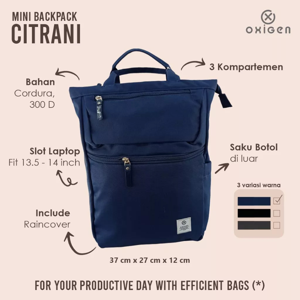 Tas Ransel Backpack Laptop Oxigen Original Citrani