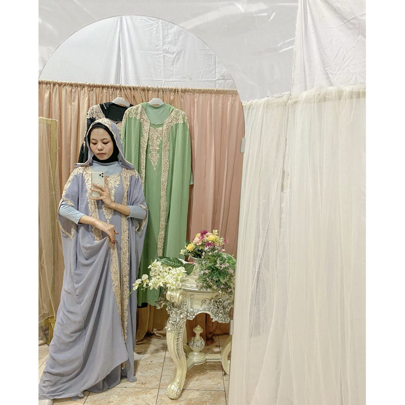 KAFTAN KALONG CERUTY BABY DOLL PREMIUM HIGH END JUMBO OVERSIZE FREE MANSET GAMIS INNER TURBAN & BELT