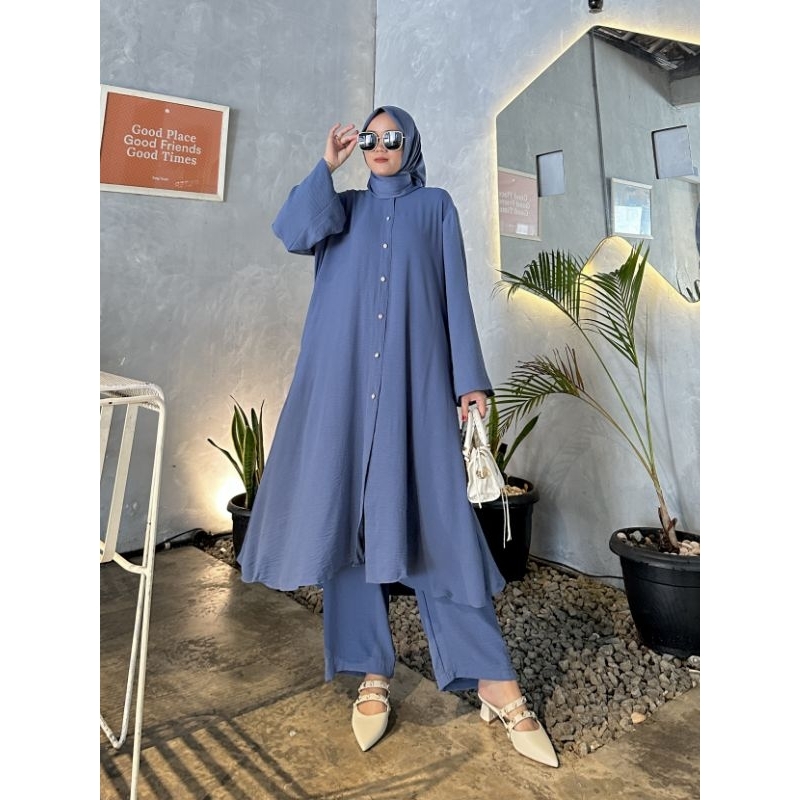 Zamiqu OneSet long tunik crinkle premium quality
