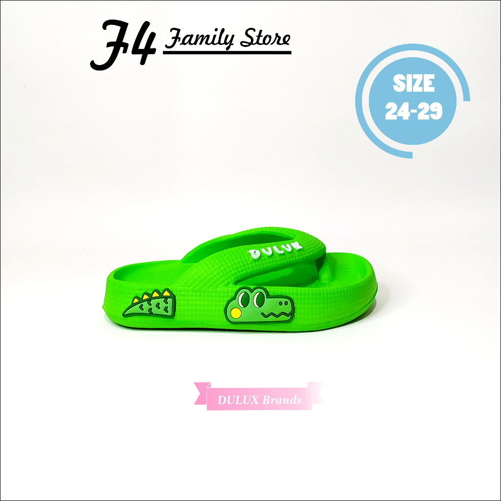 MD79 - Sendal Anak Laki Laki Jepit Usia 3 5 Tahun Terbaru 2023 Motif Buaya Slip On Jelly