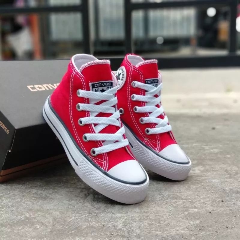 Sepati Converse Anak Merah Cabe Model Tali / Sepatu Allstar Anak / Sepatu Sneakers Anakl / Sepatu Sekolah Anak / Sepatu Anak