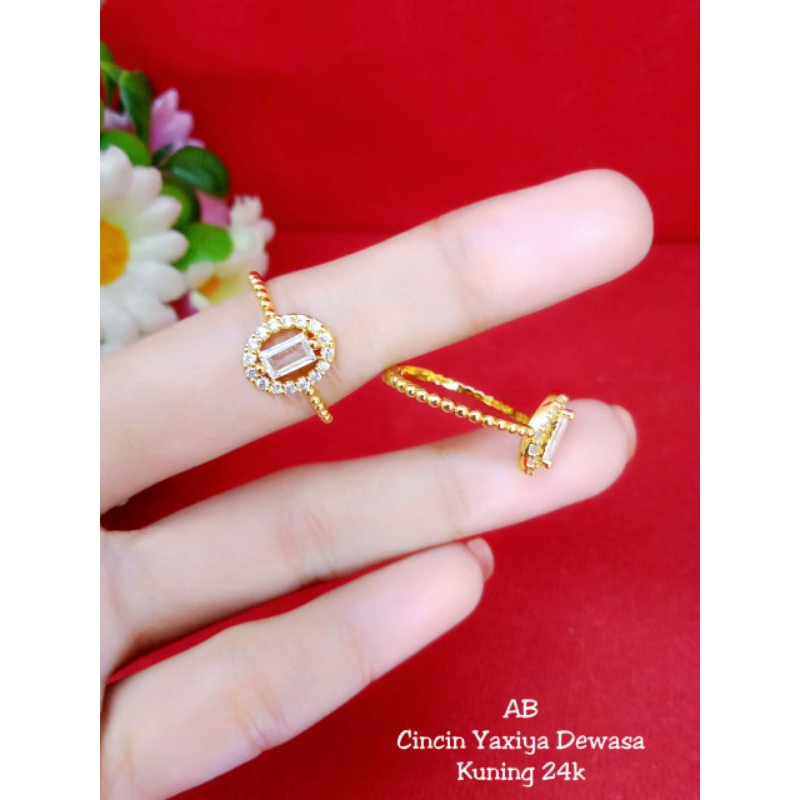 cincin bulat variasi mata lapis emas 24k