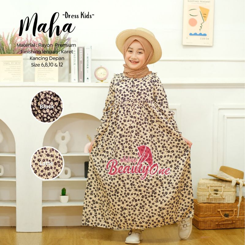 Gamis Anak Motif Bunga Homey Dress Anak Maha Dress Muslimah Anak Usia 4-12tahun Bahan Katun Rayon Premium Nyaman Dipakai | Bisa Cod