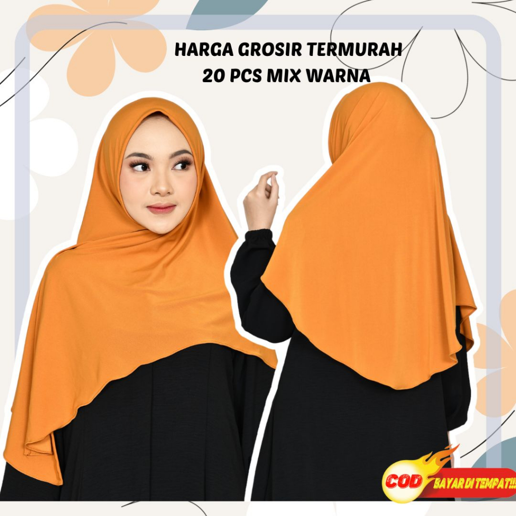 Paket usaha Jilab Segitiga instan jersey Kerudung dewasa 1 kodi/20 pcs mix warna