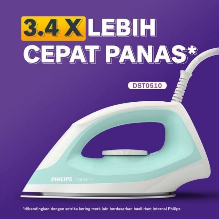 Setrika Seterika Philips Seri 500 / Setrika Kering / Gosokan DST0510