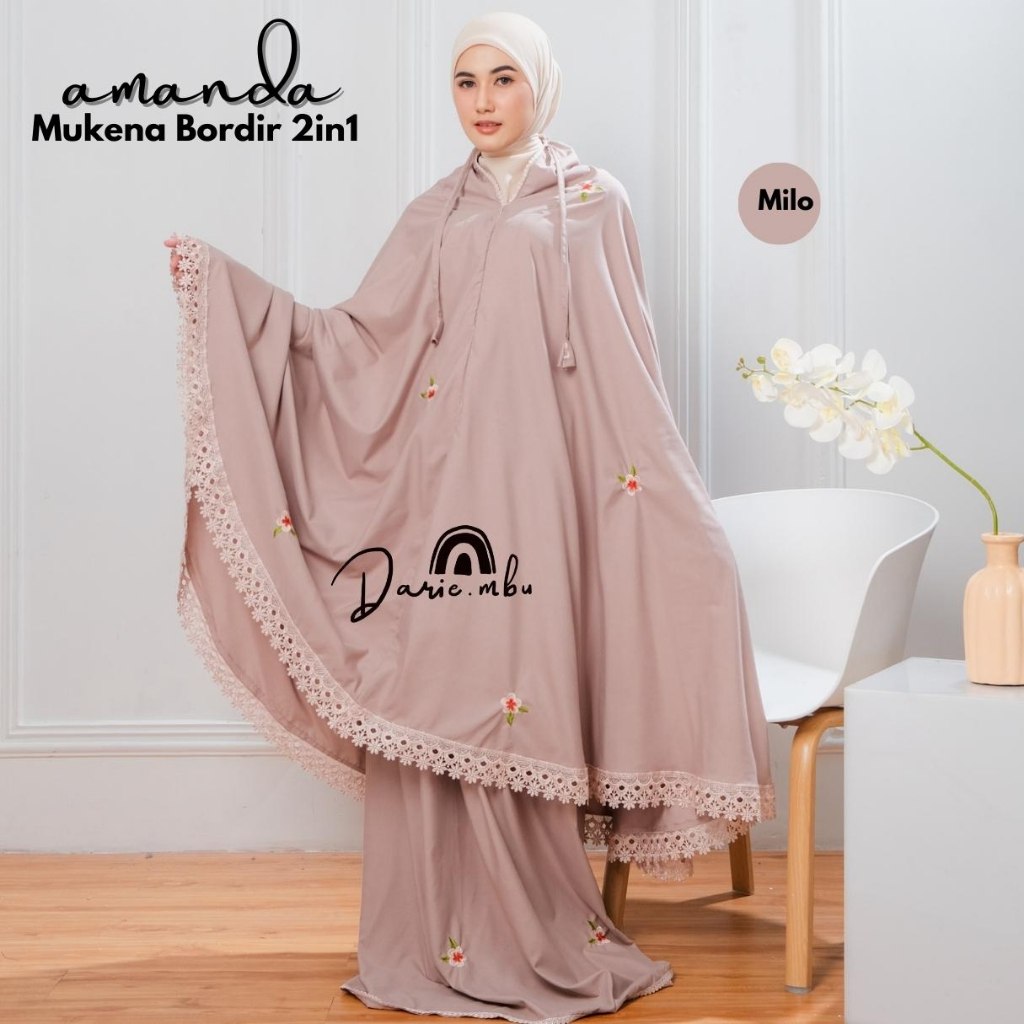 DARIE.MBU - Mukena Dewasa 2in1 Bordir Amanda Katun Premium Jumbo