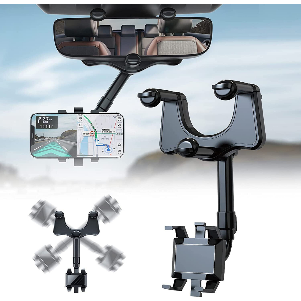 ZJ099 Car Holder Hp GPS Mobil Universal Jepit Kaca Spion Putar 360 Derajat Spion Multifungsi Holder HP OCEANMART Grosir Murah Aksesoris HP OCEAN MART