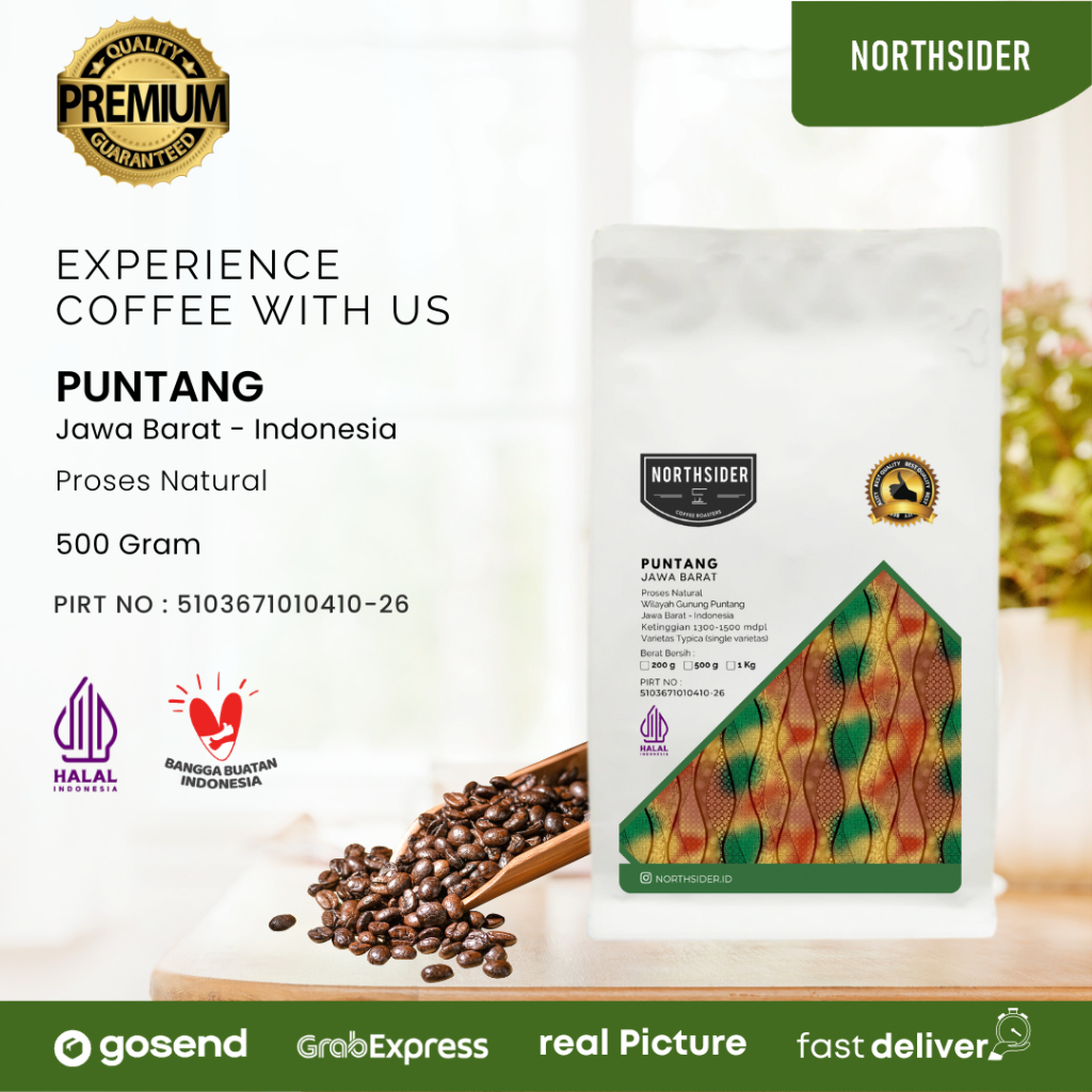 BIJI KOPI ARABIKA PUNTANG NATURAL 500GR NORTHSIDER COFFEE