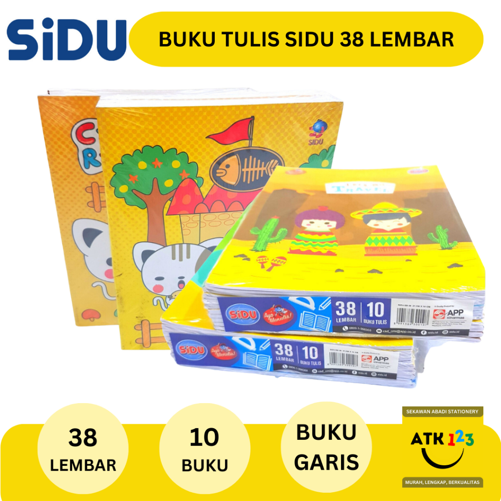 Buku Tulis SIDU Buku Sinar Dunia Buku Tulis Garis Kotak Halus 38 Lembar (1 PAK = 10 BUKU)