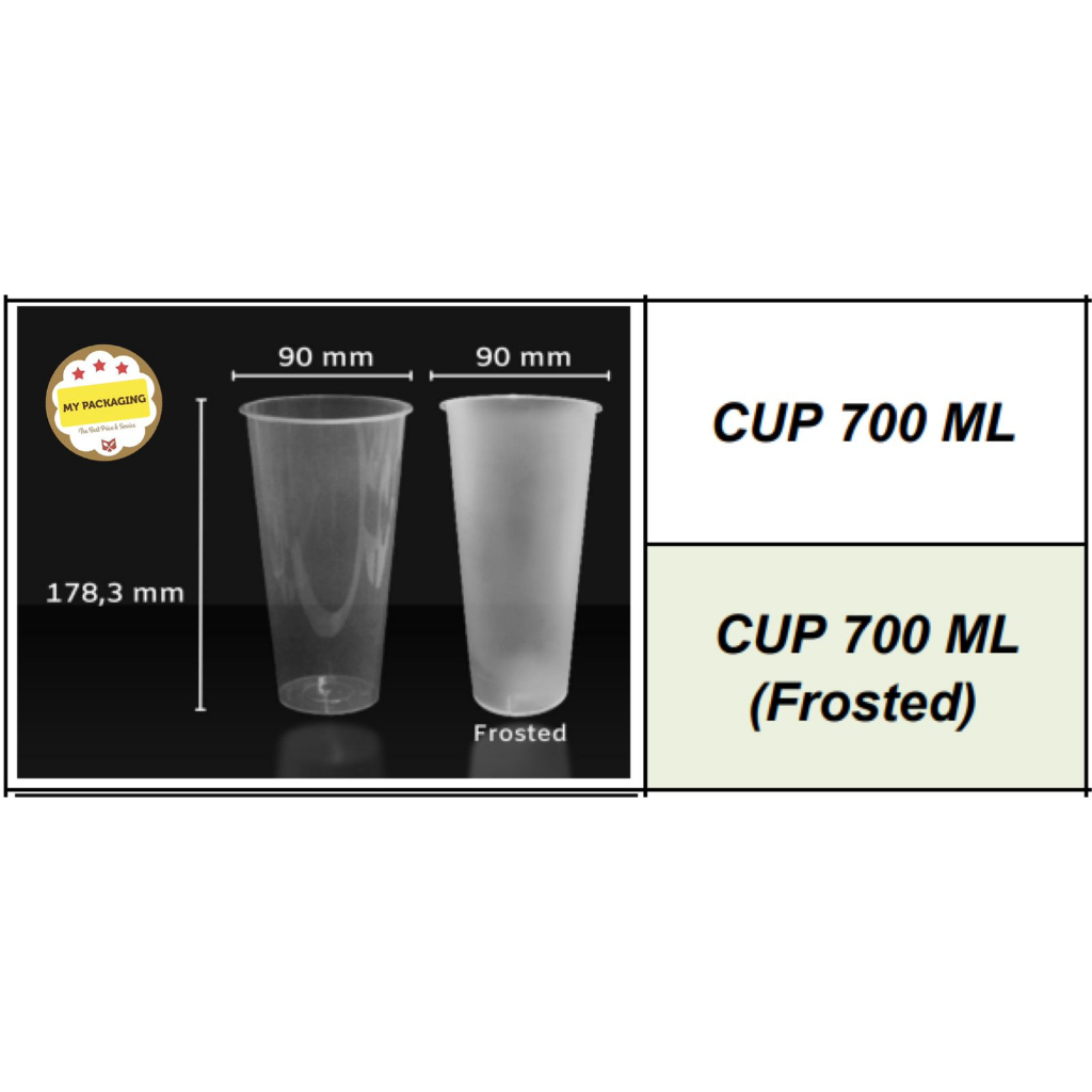 Gelas Cup PP Injection 14oz 400ml BURAM FROSTED Doff 14 oz 400 ml- 25set