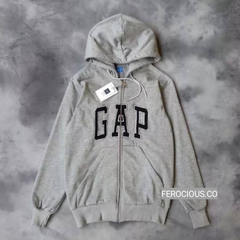 JAKET SWEATER HOODIE ZIPPER GAP ARCH LOGO BORDIR AUTHENTIC PREMIUM TERLARIS