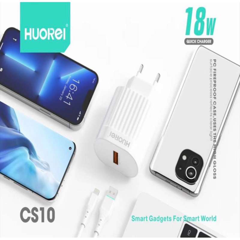 HOUREI CS10 Power IQ Quick Charger 3.0 18w Gratis Kabel Micro USB - Charger CS10