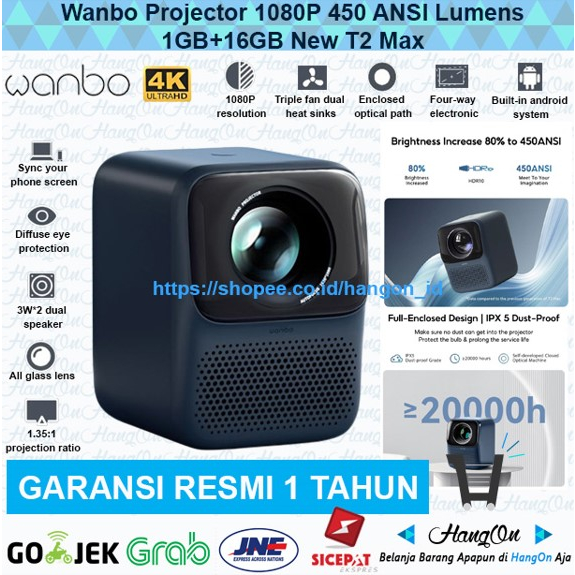 Wanbo T2 Max Smart Projector Android 1080p 1GB/16GB Proyektor