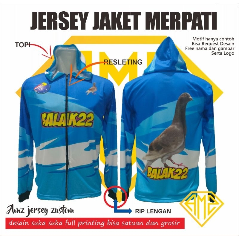 JERSEY MERPATI BALAP PRINTING BUKAN JAKET