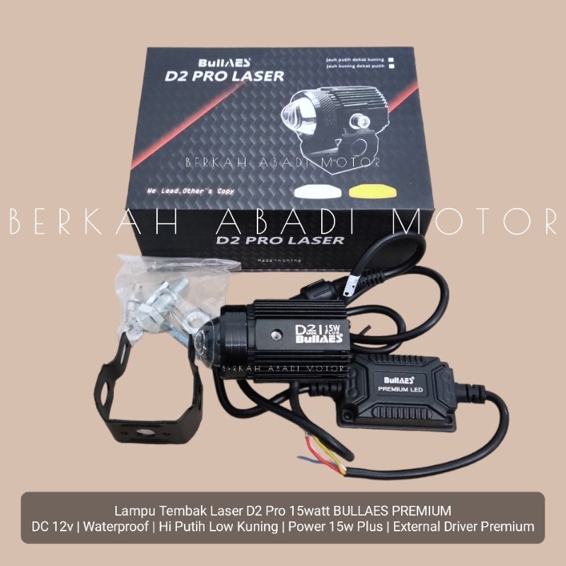 Lampu Tembak LED D2 Pro LASER 15watt BULLAES | Lampu Kabut Laser D2 Pro Jauh Dekat LED Bolam Murah