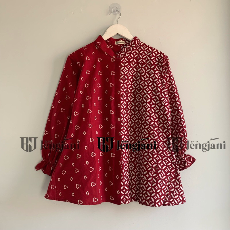 Blouse Batik Bestari | Blus Batik Kerja Kekinian Seragam Kantor Premium | Baju Seragam Keluarga