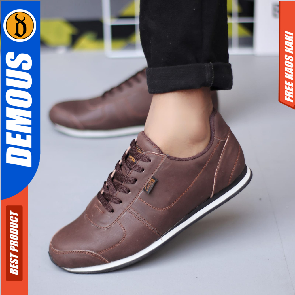 DEMOUS MORLEY - Sepatu Casual Sneakers Formal Kulit Tali Hitam Pria