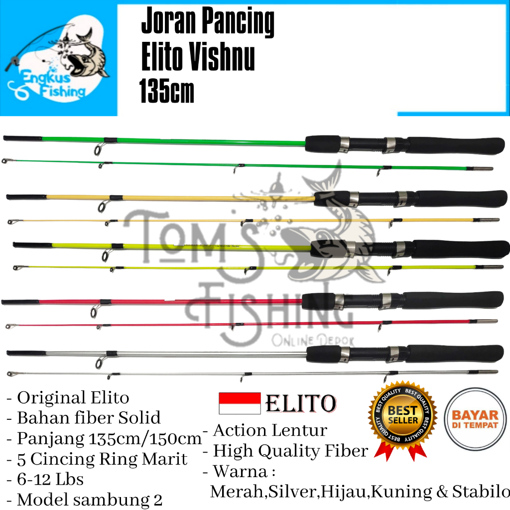 Joran Pancing Elito Vishnu 135cm (6-12lbs) Fiber Solid Murah Berkualitas - Toms Fishing