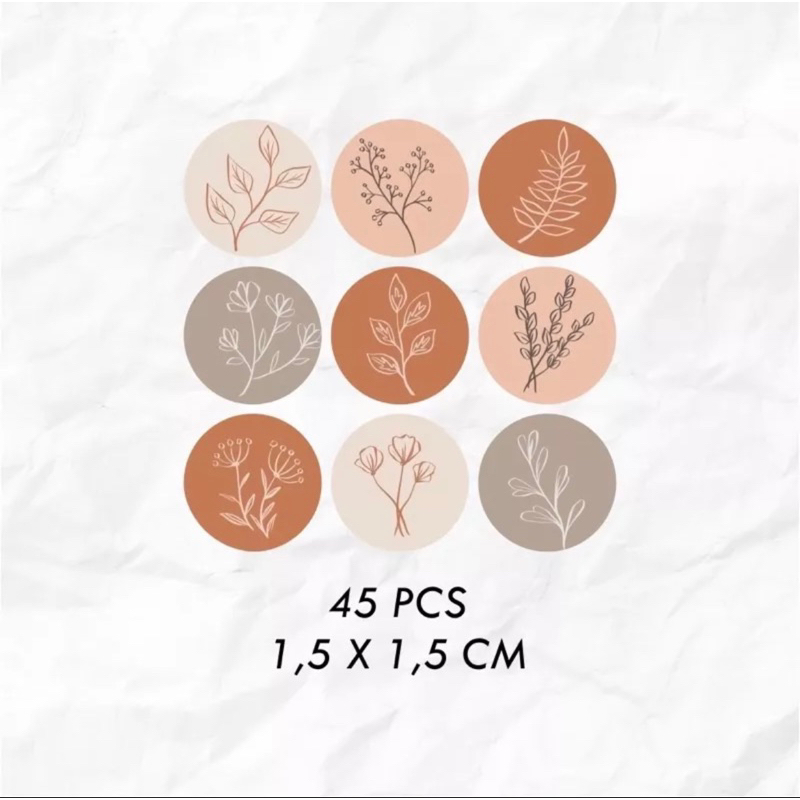 

stiker bulat kecil floral earth tones