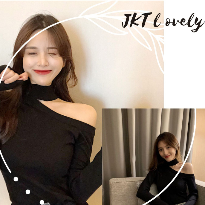 JKTLOVELY Crop Top Fashion IMPORT Korean One Shoulder Longsleeve Crop Top Korea Kaos Baju Lengan Pan