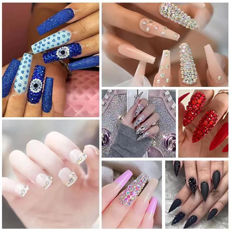 12 Sekat Rhinestone Bronze Mix Size Premium / Dekorasi Nail Art Batu Permata Bronze Best Seller