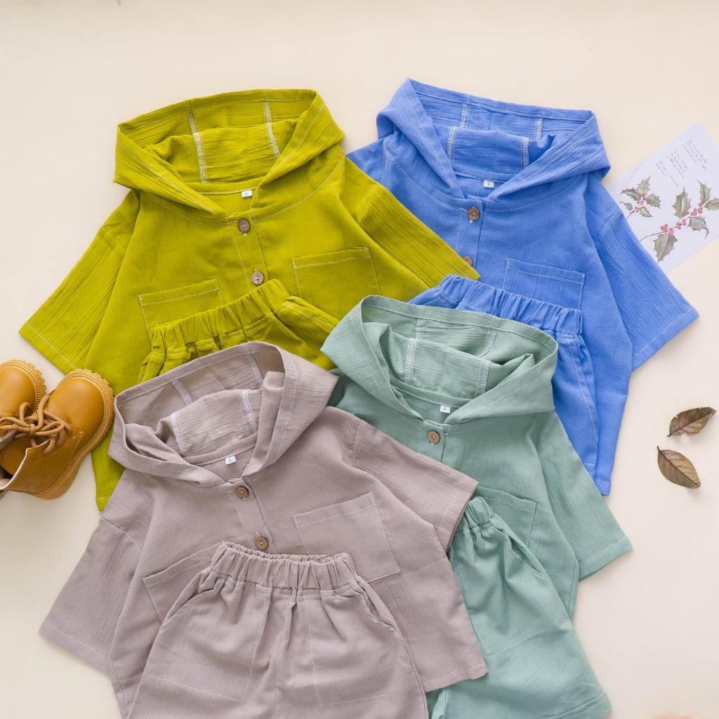 SET KENAN HOODIE SETELAN LINEN ANAK UNISEX 1-4 tahun Setelan Anak LakiLaki Setelan Anak Perempuan