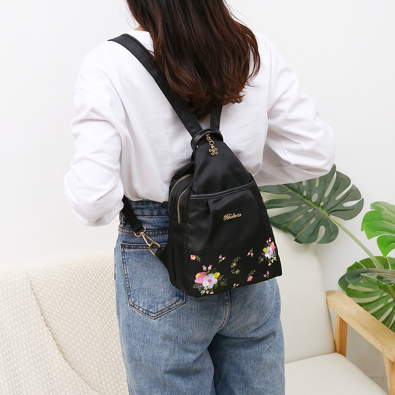 TAS RANSEL WANITA BISA SELEMPANG MULTIFUNGSI IMPORT ANTI AIR MOTIF BUNGA HITAM CORDELIA TA828B5 BACKPACK GENDONG PUNGGUNG SEKOLAH KULIAH KERJA REMAJA CEWEK MURAH KEKINIAN BRANDED BATAM LUCU