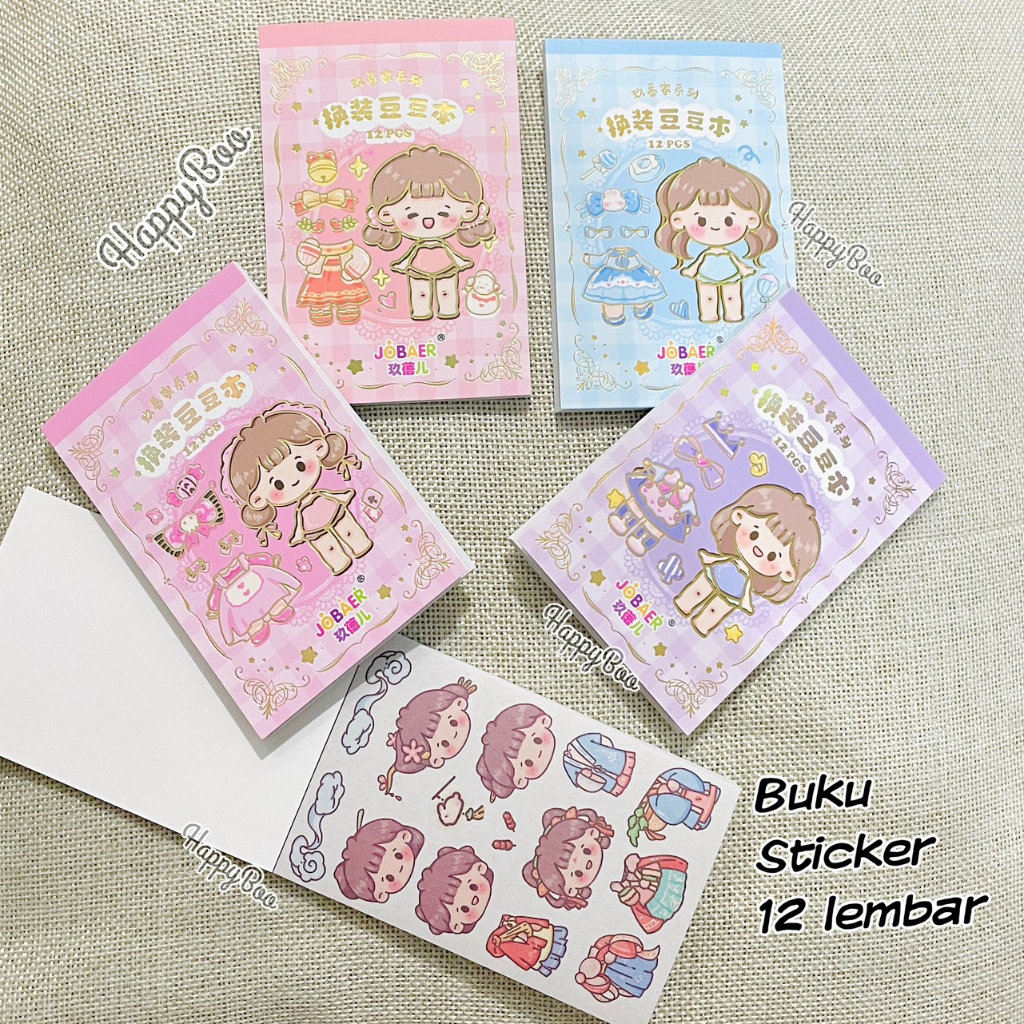 buku stiker sticker tempelan set buku chibi 12 lembar