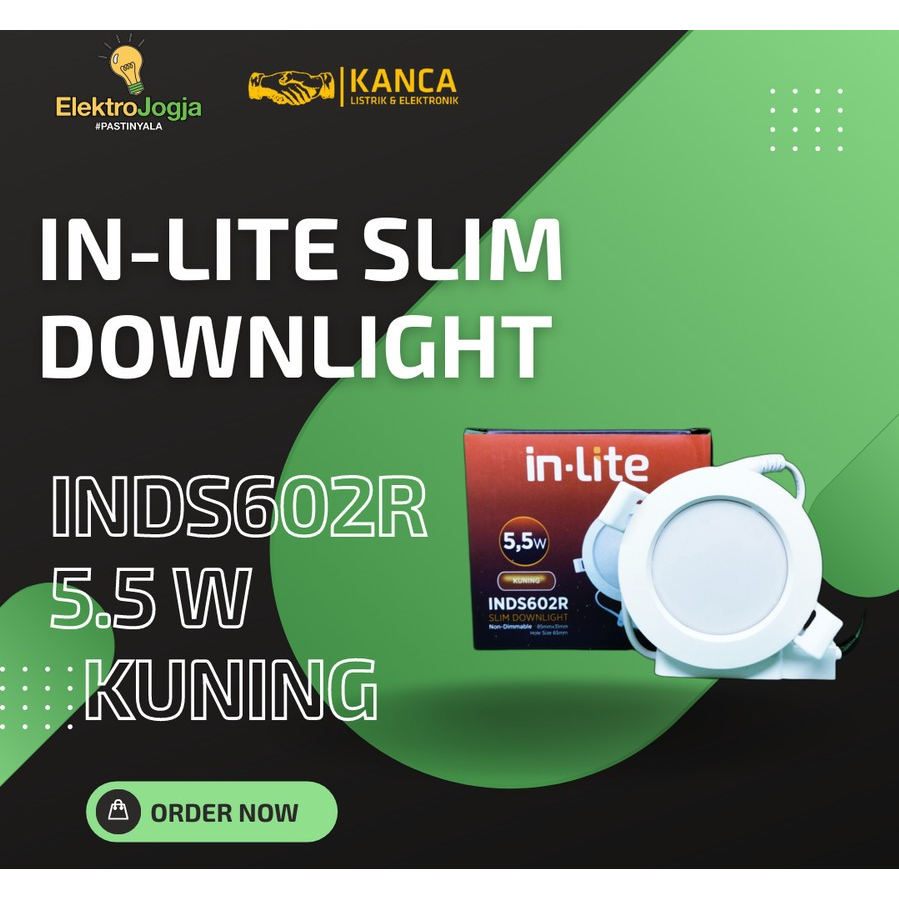 LAMPU LED PLAFON INLITE SLIM DOWNLIGHT 5.5 WATT INDS602R KUNING