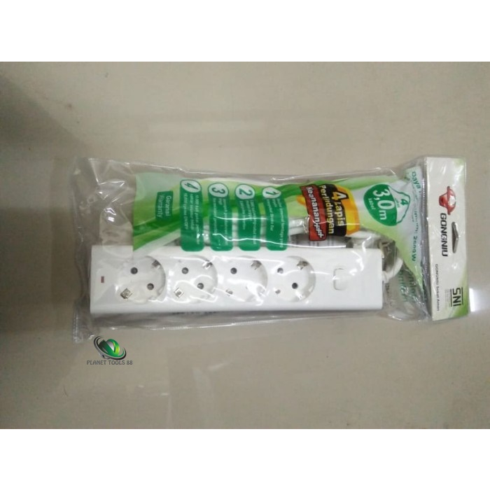 PT88 - Stop kontak GONGNIU uticonn 4 lubang stop kontak 1 switch 3 M