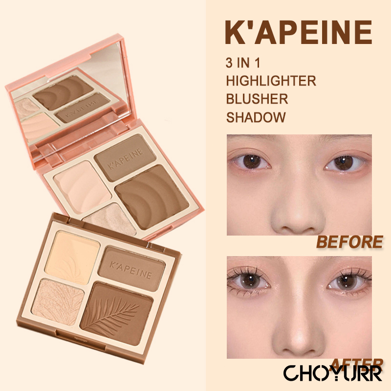 【COD】K'APEINE 3 In 1 Highlighter / Blusher / Shadow Palette Contour Powder Makeup Palet Brightening Matte Glitter Powder Alami-CH