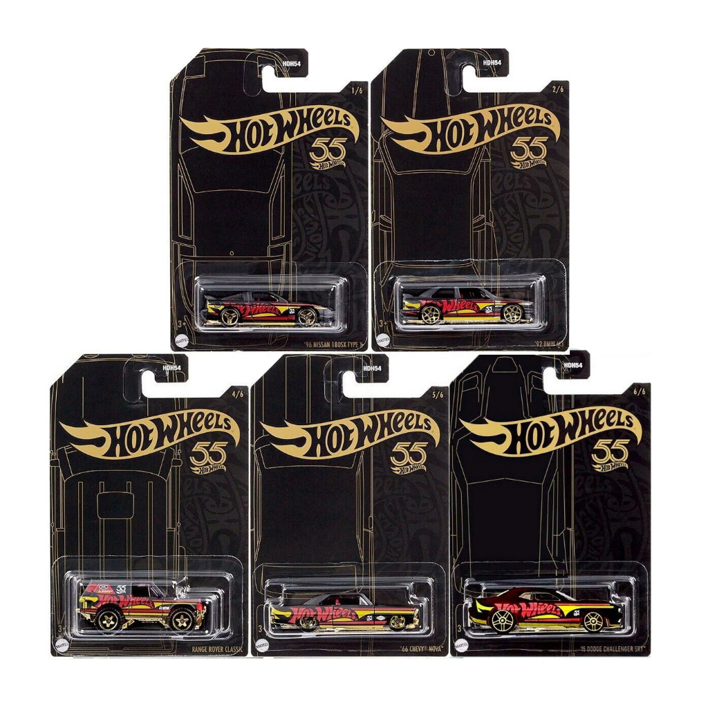 Hotwheels hot PEARL CHROME BLACK EDITION 55TH ANNIVERSARY SET 5 PCS
