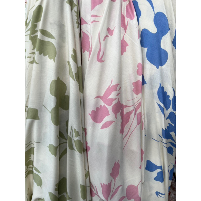 kain katun rayon viscose premium motif bunga dasar bw