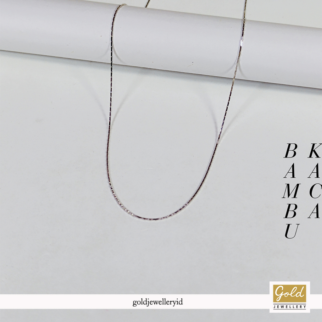Kalung emas putih kadar 750 17k model bambu kaca