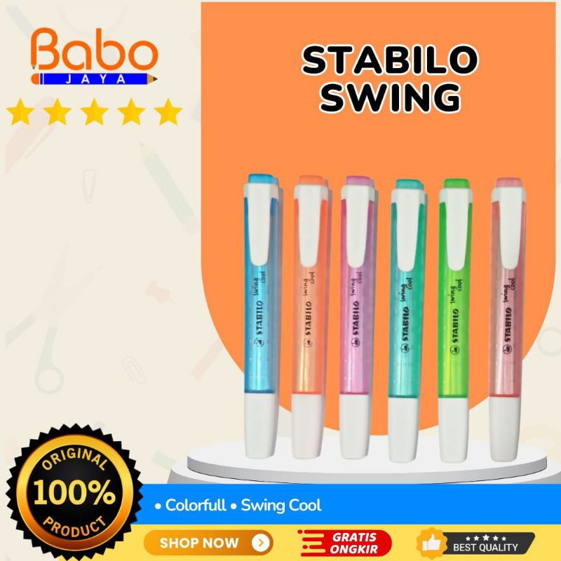 

BABO JAYA Highlighter / Stabilo Swing Cool Original , Pena Sorot / Pena Penanda Berwarna .Textmarker / Stabilo Pen .