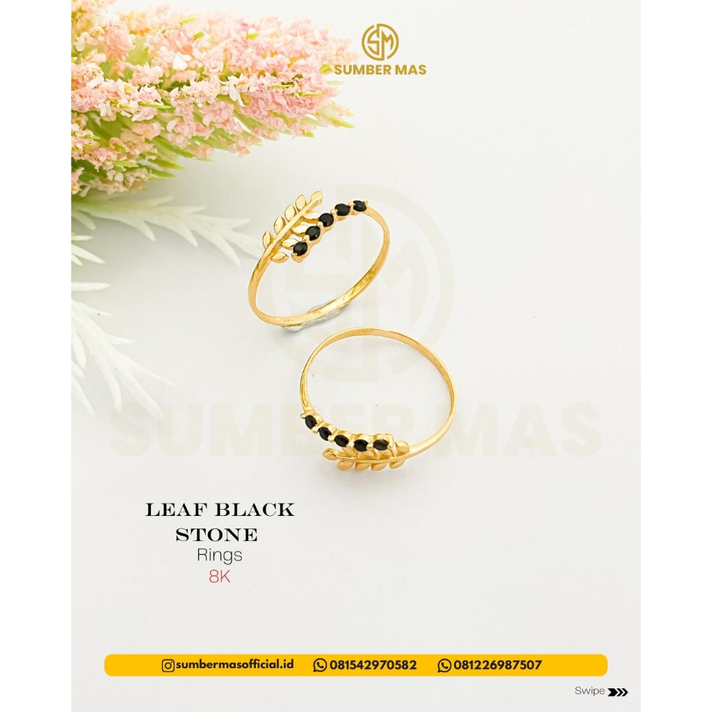 CINCIN LEAF BLACK STONE FASHION 8K - SUMBER MAS