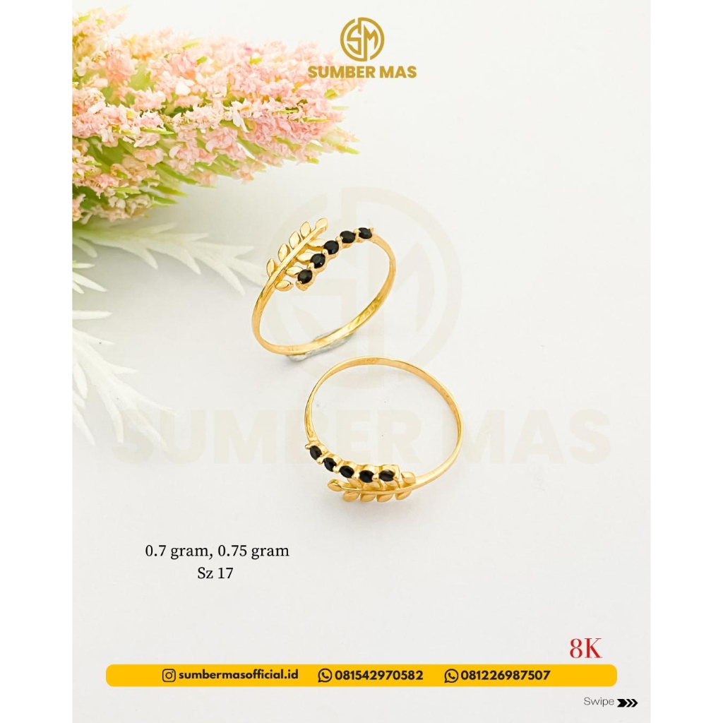 CINCIN LEAF BLACK STONE FASHION 8K - SUMBER MAS