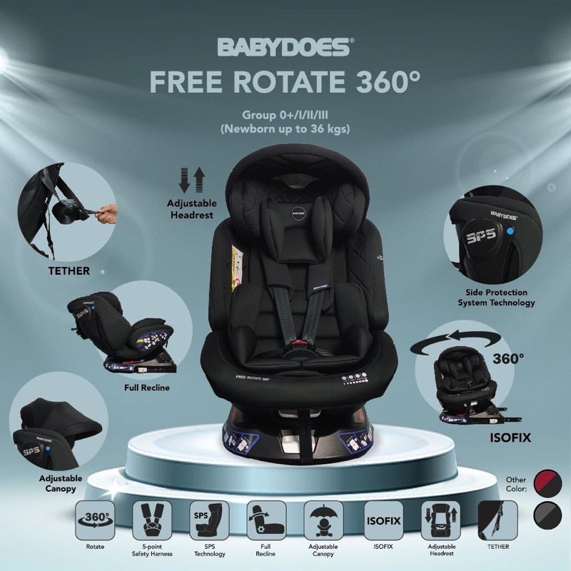 Baby Does Carseat Free Rotate 360° + Isofix /   Dudukan Mobil Anak Bayi