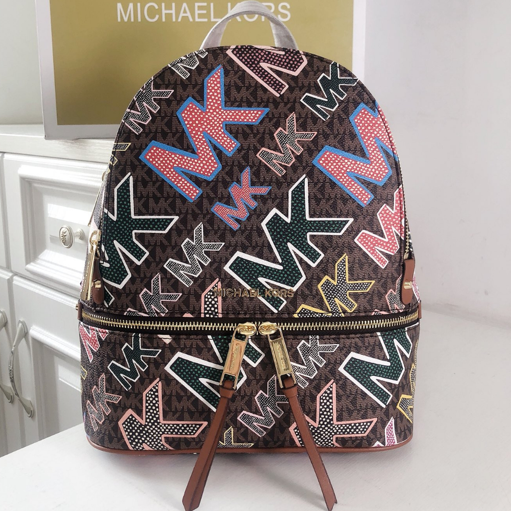 M-K 019 New Backpack Backpack Old Flower Color Block  beibao