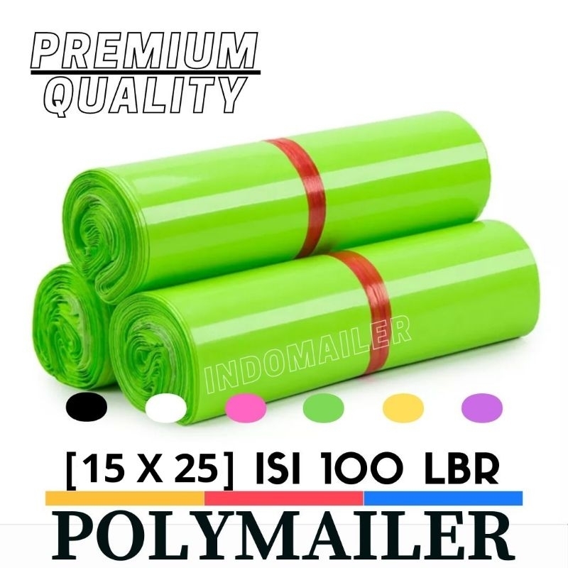 [15X25] 100 LBR PLASTIK POLYMAILER EKONOMIS  FULL GLOSSY