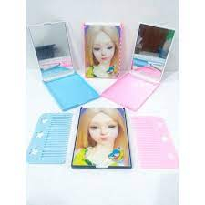 ✿ELYSABETHME✿ Cermin lipat + sisir mini 3D aksesoris lucu travel