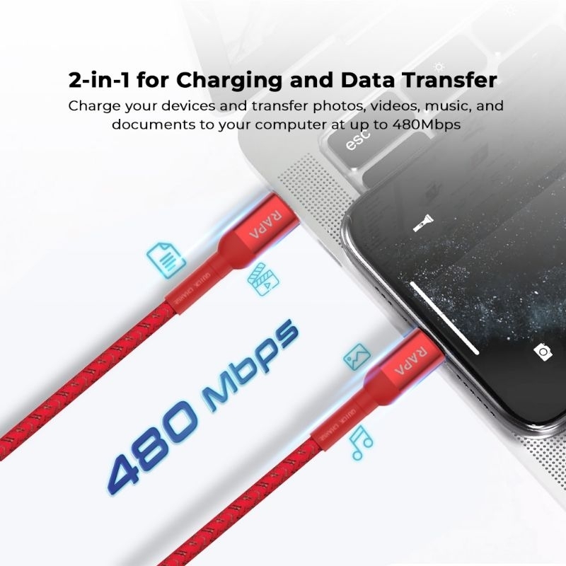 Rapa DC1012 Kabel Charger Lightning Fast Charging 2.4A