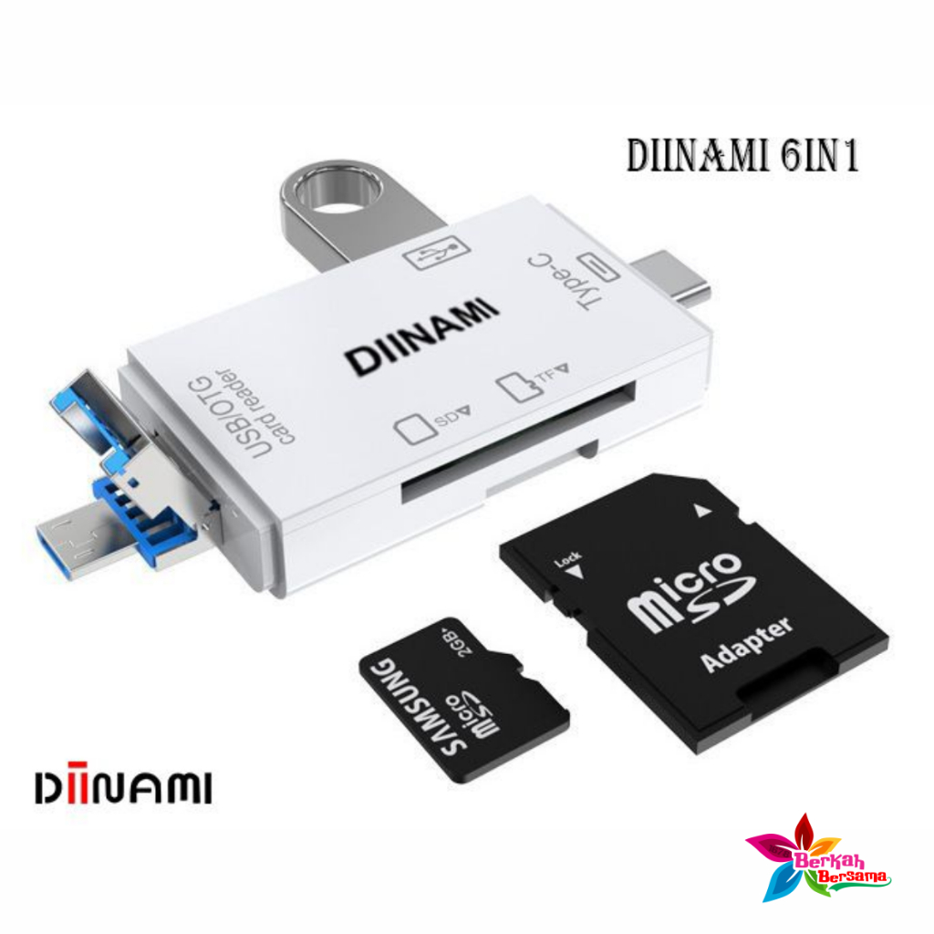 DIINAMI High Speed 6 in 1 OTG Card Reader USB 3.0 SD TF Micro SD Card Reader Type C Micro OTG Card Reader BB8575