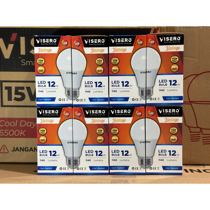 VISERO VINTAGE 12W / 12 Watt Lampu Bohlam Led Bulb E27 Putih