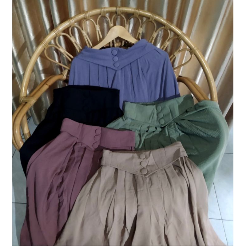 HANA Skirt || Rok Lebar Crinkle Mayung Kancing 3